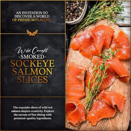 Wild-Caught Smoked Sockeye Salmon, Pre-Sliced, Ready to Eat [3.5 Oz. / Pack]